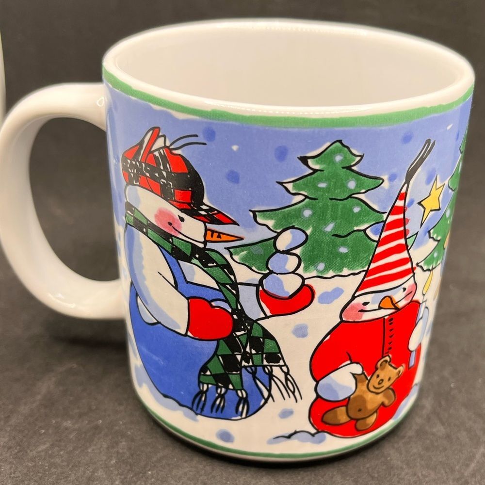 Vintage 1995 Boston Warehouse Trading Corp. Winter Snowmen coffee mug